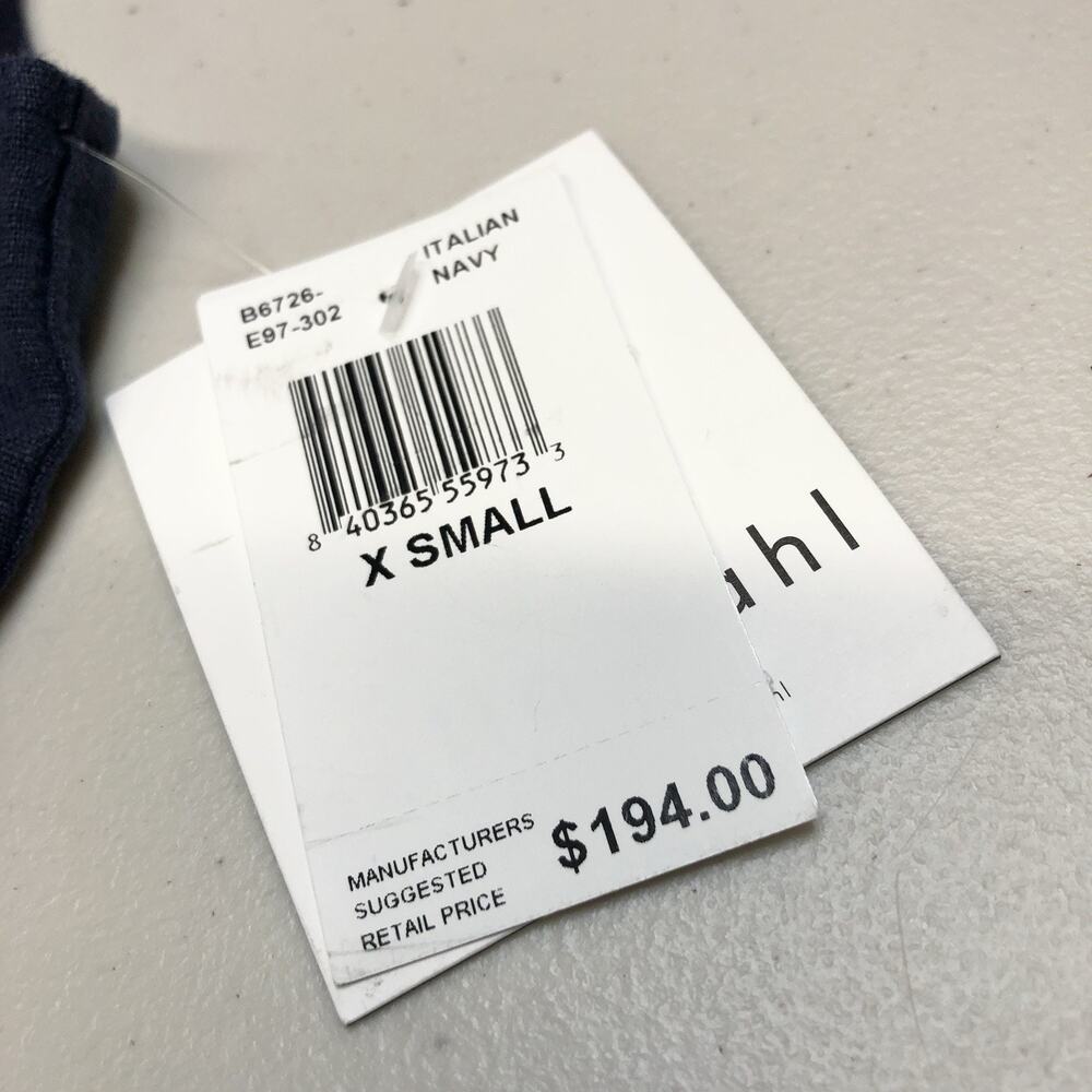 Bella Dahl Square Neck Button Front Mini Dress XS Italian Navy Linen MSRP 194$ - Picture 2 of 12